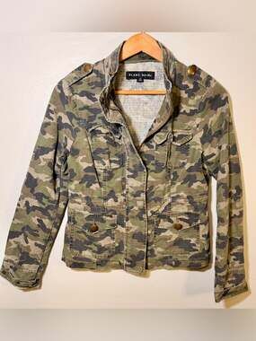 Blanc Noir Women’s Camo Military Utility Jacket Size M Distressed Field Jacket
